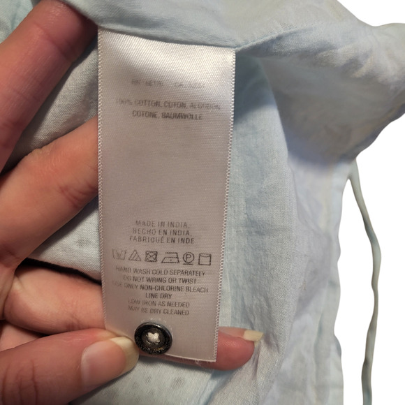 Anthropologie light blue seersucker midi length dress with long sleeves, size 2 - Picture 4 of 5